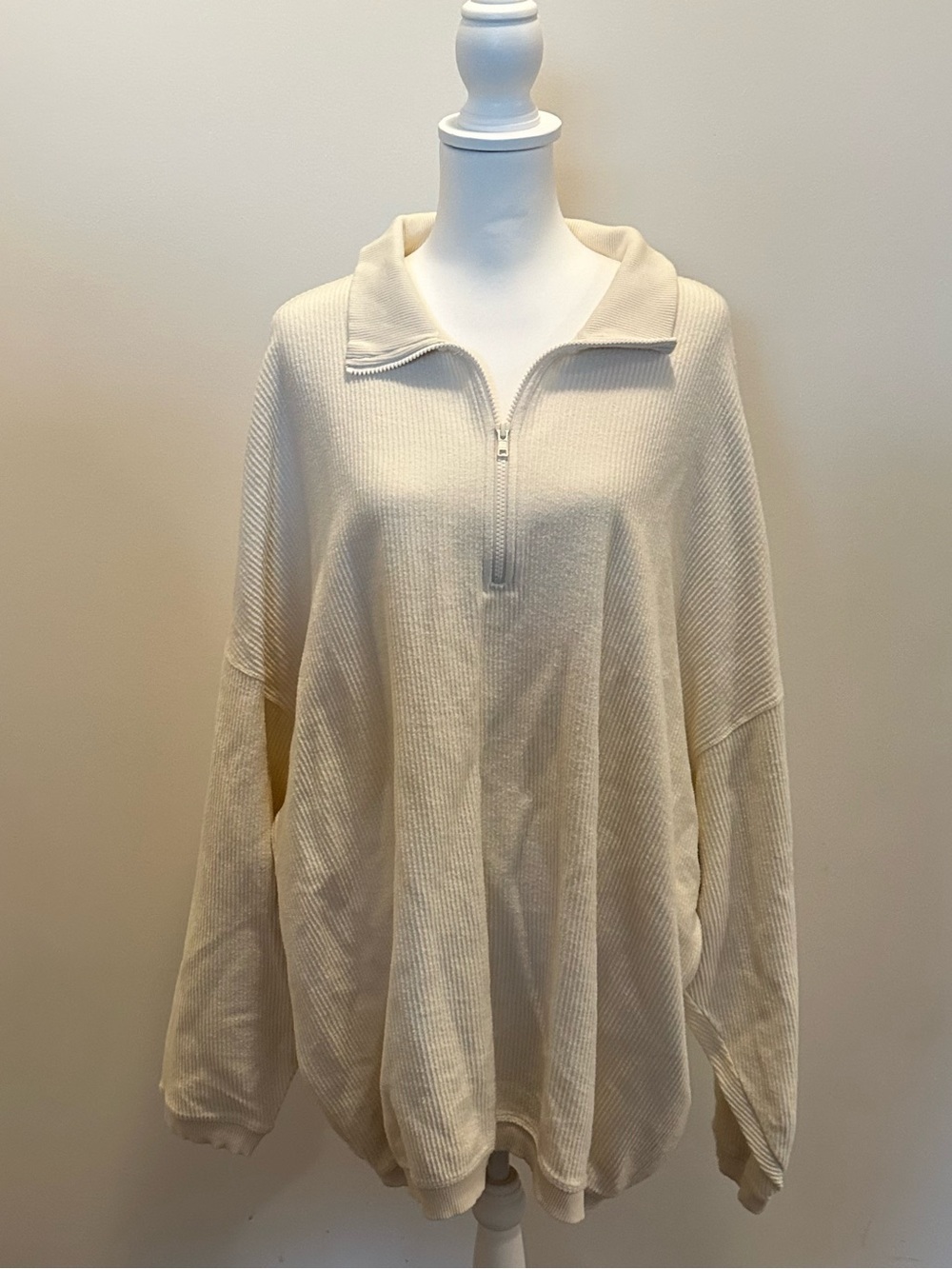 aerie Women’s Cream Half-Zip Sweater